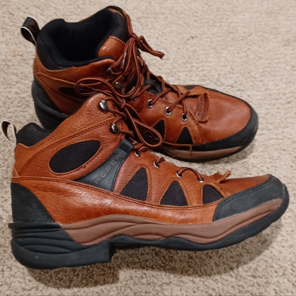 Roper Men's Brown Lwather Hiking Or Work Boots Size 12